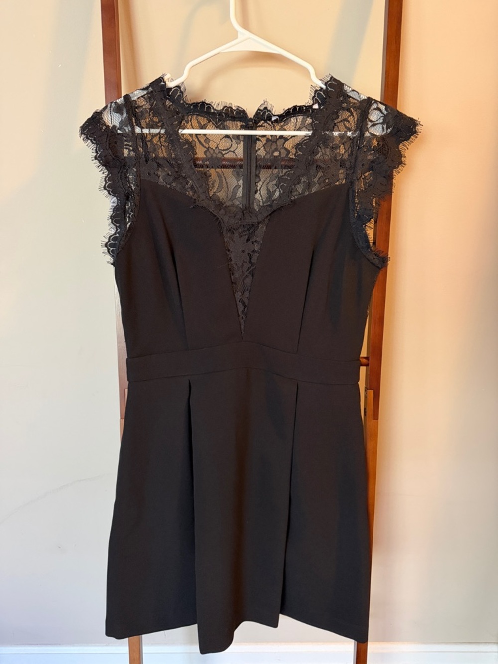 Black Lace-Detail Mini Dress
